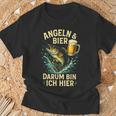 Angeln & Bier Darum Bin Ich Hier Angeln Bier T-Shirt Geschenke für alte Männer