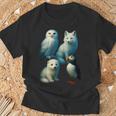 Arctic Animals コラージュ シロフクロウ キツネアザラシ ツノメ Tシャツ 高齢者への贈り物
