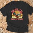 Book Lovers Reading Is My Superpower Avid Readers Bookworms T-Shirt Gifts for Old Men