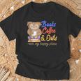 Books Coffee & Owls Are My Happy Place Book Lovers T-Shirt Gifts for Old Men