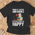 Only Cats And Books Can Make Me Happy Cat Lover Men Women Kids T-Shirt Gifts for Old Men