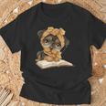 Cute Dog Reading Book Bandana Pup Reader T-Shirt Gifts for Old Men