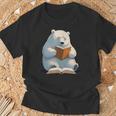 Cute Polar Bear Is Reading a Book Reading Polar Bear T-Shirt Gifts for Old Men