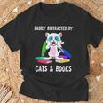 Distracted By Cats Coffee And Books T-Shirt Gifts for Old Men