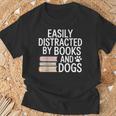 Easily Distracted By Books And Dogs Reading Dog Lovers T-Shirt Gifts for Old Men