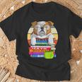English Bulldog Back To School Book Worm Dog T-Shirt Gifts for Old Men