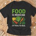 Food Is Medicineの栄養士、自然療法医栄養士へのギフト 長袖tシャツ Tシャツ 高齢者への贈り物