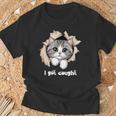 I Got Caught 子猫かわいい 長袖tシャツ Tシャツ 高齢者への贈り物