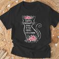 Happy Best Cat Mom Floral Cat Lover Women T-Shirt Gifts for Old Men