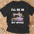I'll Be In My Office おもしろヴィンテージフローラルミシン Tシャツ 高齢者への贈り物