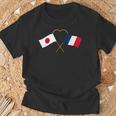 Japanese Flag France Flag フランス遺産 フランスのルーツ 日本の国旗 フランスの国旗 Tシャツ 高齢者への贈り物
