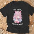 Just A Girl Who Loves アニメ カワイイ漫画 日本語 長袖tシャツ Tシャツ 高齢者への贈り物