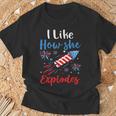 I Likehe Explodes Fireworks 4Th Of July カップル Tシャツ 高齢者への贈り物
