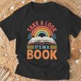 Take A Look It's In A Book Retro Reading Book Lover T-Shirt Gifts for Old Men