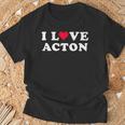 I Love Acton マッチング ガールフレンド&ボーイフレンド アクトン名 長袖tシャツ Tシャツ 高齢者への贈り物