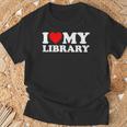 I Love My Library Heart For Book Lovers Readers Librarian T-Shirt Gifts for Old Men