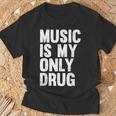 Music Is My Only Drug グラフィックプリント Tシャツ 高齢者への贈り物