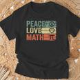 Paz Amor Matemáticasintage Matemáticas Nerd Retro Divertido Matemáticas Profesor Camiseta unisex Regalos para ancianos