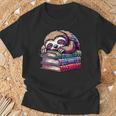 Reading Muffler Sloth On Stack Of Books T-Shirt Gifts for Old Men Reading Muffler Sloth On Stack Of Books T-Shirt Gifts for Old Men