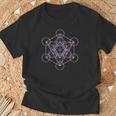 Sacred Geometry メタトロン キューブ Psy Trance Yoga Dmt Lsd Goa Tシャツ 高齢者への贈り物