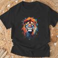 Strong Regal Lion Magestic Lion クールカラフルライオンステンシル Tシャツ 高齢者への贈り物