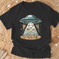 Ufo エイリアン 食べるピザ誘拐 面白い食べ物愛好家 Tシャツ 高齢者への贈り物