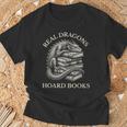 Vintage Dragons & Books Dark Academia Librarian T-Shirt Gifts for Old Men