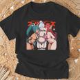 Waifu セクシー アニメ キス 女の子 角 日本の漫画風 Tシャツ 高齢者への贈り物