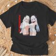Waifu セクシー アニメ 女の子 メガネ 角 和風 Tシャツ 高齢者への贈り物