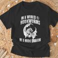 In A World Of Bookworms Be A Book Dragon Inspirational T-Shirt Gifts for Old Men