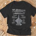 Yf-23ステルス戦闘機ミリタリージェットスペックインフォグラフィック Tシャツ 高齢者への贈り物