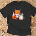 かわいいキツネとペンギンのデザイン Tシャツ 高齢者への贈り物