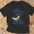 わたしのペットはふわふわお尻オカメインコの鳥を持ったベロキラプトル Tシャツ 高齢者への贈り物