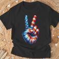 アメリカ国旗 愛国心 平和 手 指 サイン ジェスチャー Tシャツ 高齢者への贈り物