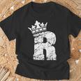 アルファベットtシャツ イニシャル文字 R & キング クイーン クラウン Tシャツ 高齢者への贈り物