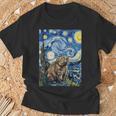 ウォンバット 星月夜 ゴッホスタイル アートペインティング Tシャツ 高齢者への贈り物