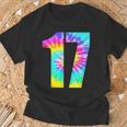 カラフルなタイダイ 17歳の誕生日または17番のチームイベント Tシャツ 高齢者への贈り物
