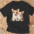 コーギー子犬 長袖tシャツ Tシャツ 高齢者への贈り物