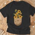 ゴッホ ひまわり ポケットアート 花柄 恋人スタイル 長袖tシャツ Tシャツ 高齢者への贈り物