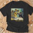 ゴッホ ひまわりの黒猫 絵画アート Tシャツ 高齢者への贈り物