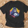 ゴリラ サッカーボール 鮮やかな色 Tシャツ 高齢者への贈り物