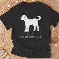 ゴールデンドゥードル 犬 ホワイト シルエット Tシャツ 高齢者への贈り物
