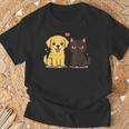 ゴールデンレトリバー ボーイフレンド 黒猫 Gf 面白い カップルギフト Tシャツ 高齢者への贈り物