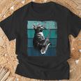 サックスを奏でる猫 ヴィンテージ 猫 ジャズ サックス 音楽 サックス Tシャツ 高齢者への贈り物