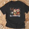 サンタ 猫 ライト トナカイ クリスマス 猫 恋人 パジャマ Tシャツ 高齢者への贈り物