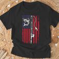 ナマズ アメリカ国旗 キャットフィッシング 漁師 釣り 長袖tシャツ Tシャツ 高齢者への贈り物