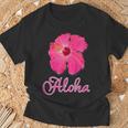 ハイビスカス Aloha アロハ《赤》（ハワイ・南国・フラダンス）夏 かわいい Tシャツ 高齢者への贈り物