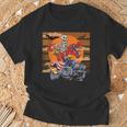 ハロウィーン スケルトン ライディング モンスタートラック トリックオア トリート パーティー Tシャツ 高齢者への贈り物