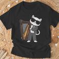 ハープを演奏する猫 音楽愛好家 音楽プレーヤー エキスパート ミュージシャン Tシャツ 高齢者への贈り物