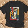 ピカソ猫 – ヴィンテージキュビズムアート風デザイン Tシャツ 高齢者への贈り物